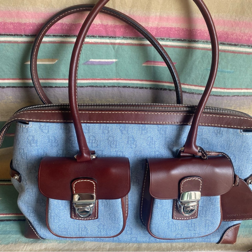 Dooney & Bourke Blue and Brown Shoulder Bag